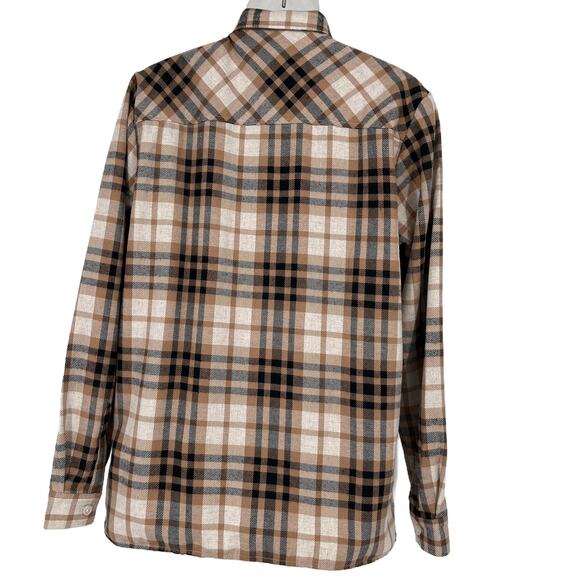 Boohoo Man Long Sleeve Checked Overshirt in Taupe Size Small - Picture 4 of 14